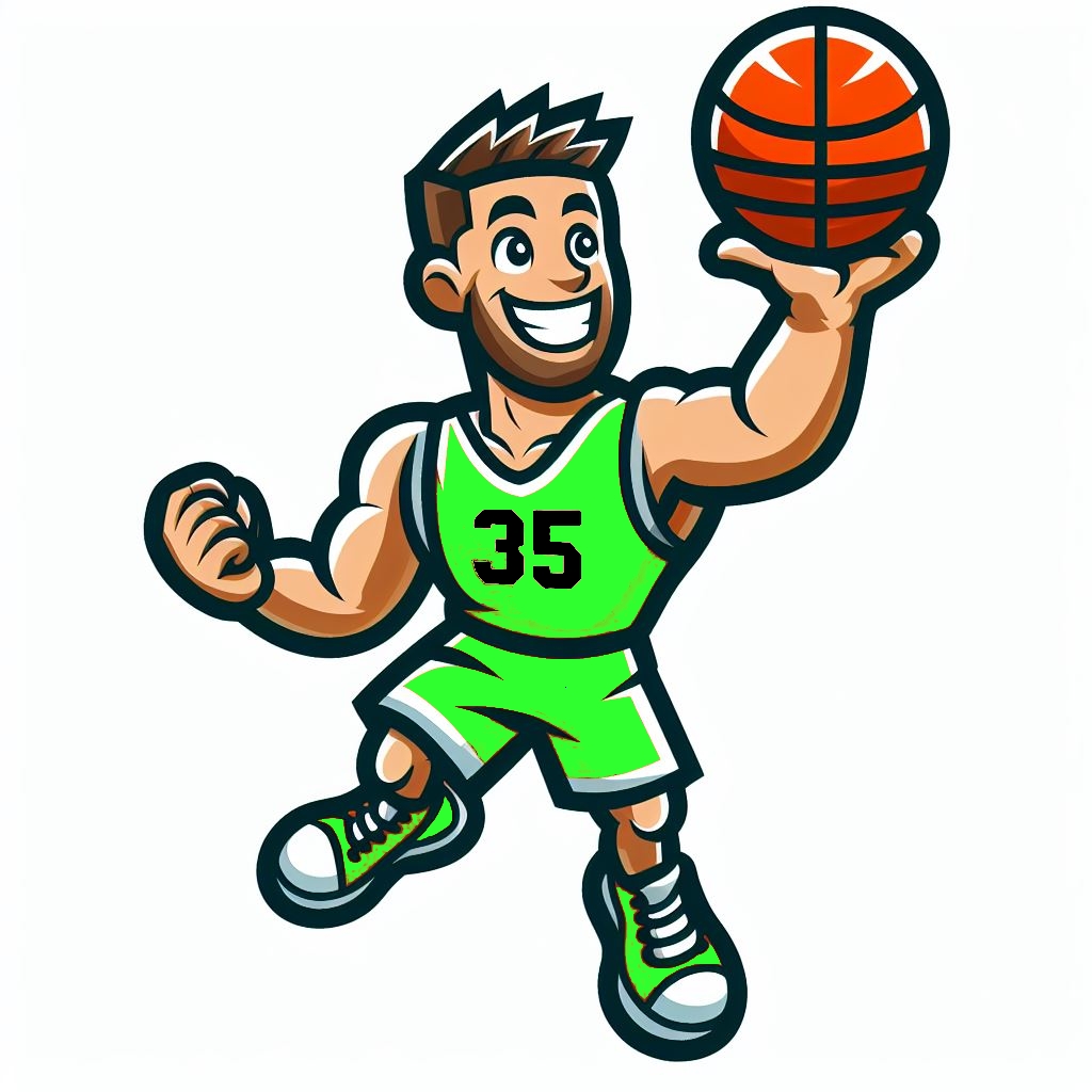 Cartoon Basketball Player Green Logo